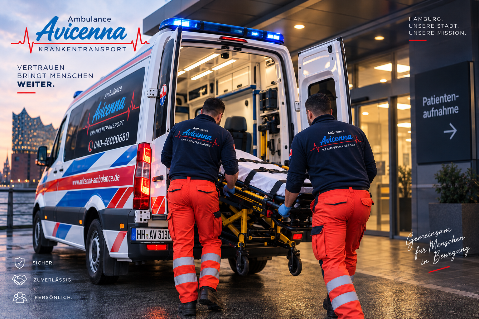 Avicenna Team beim Ausladen einer Trage